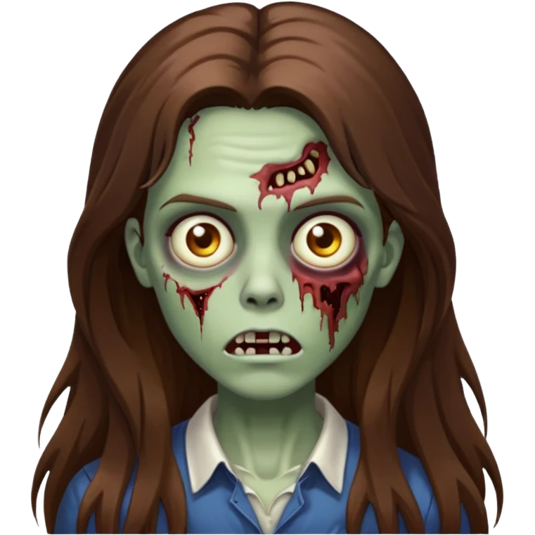 A zombie with long brown hair emoji