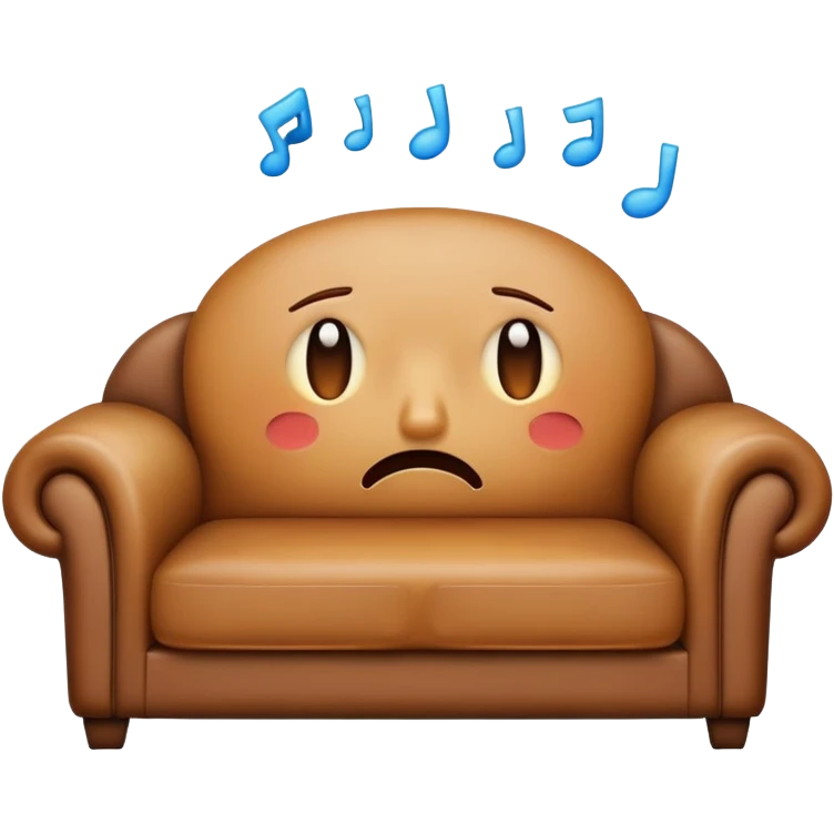 A couch with a face that is crying emoji