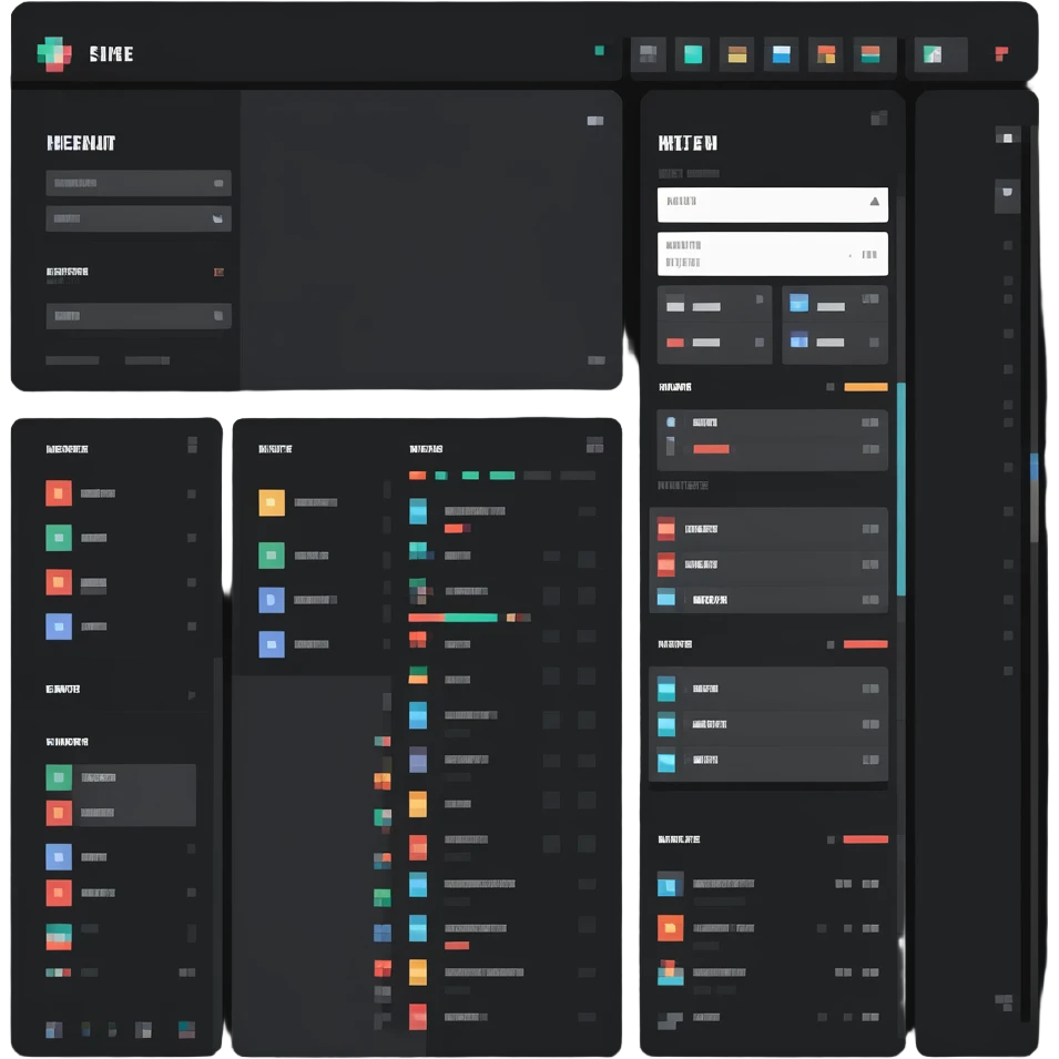Desktop app user interface with sidebar, menu, and content area emoji