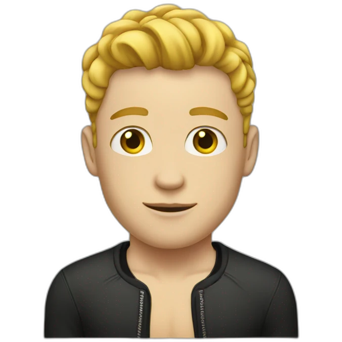 Young white man with bodysuit tattoo emoji