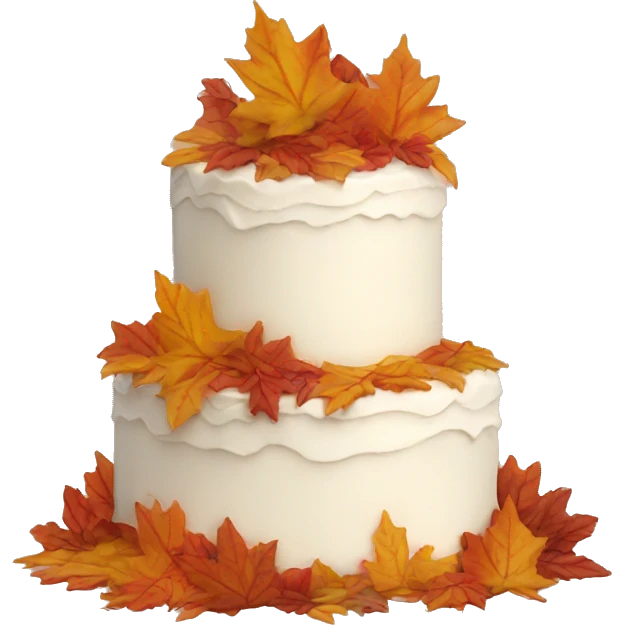 Wedding cake with fall leaves emoji