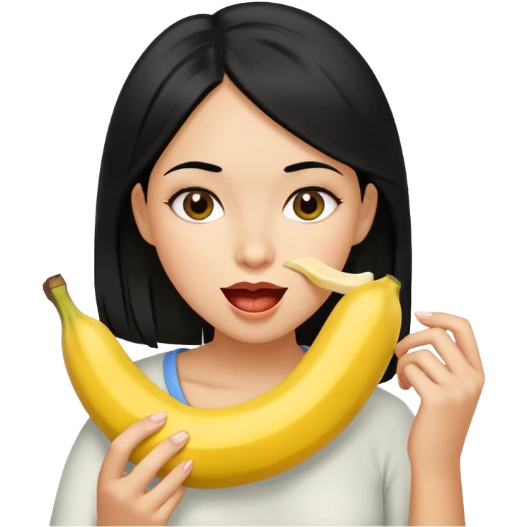 Girl Latina hair black eating banana  emoji