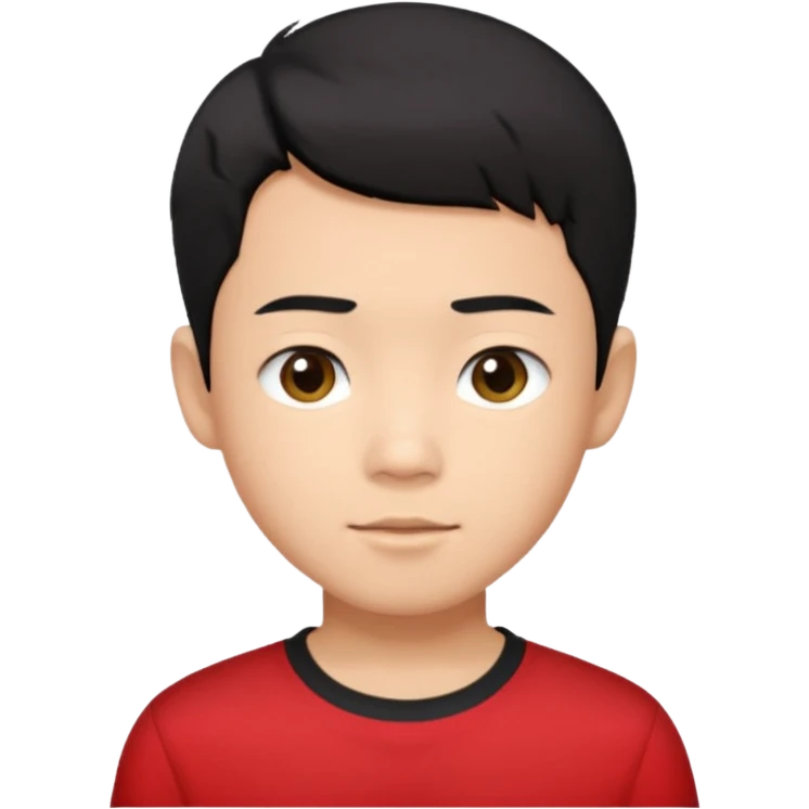asian boy black short hair red shirt emoji