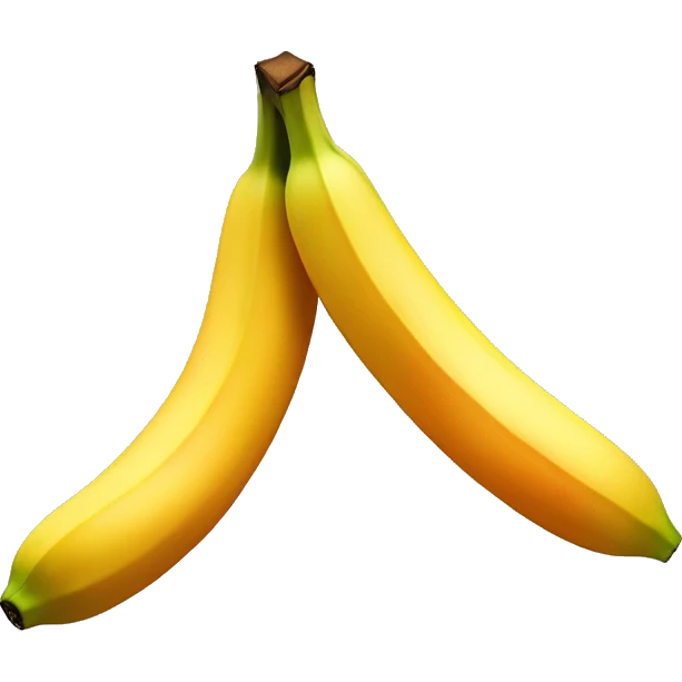 Single banana upright and an orange on each side at the bottom emoji