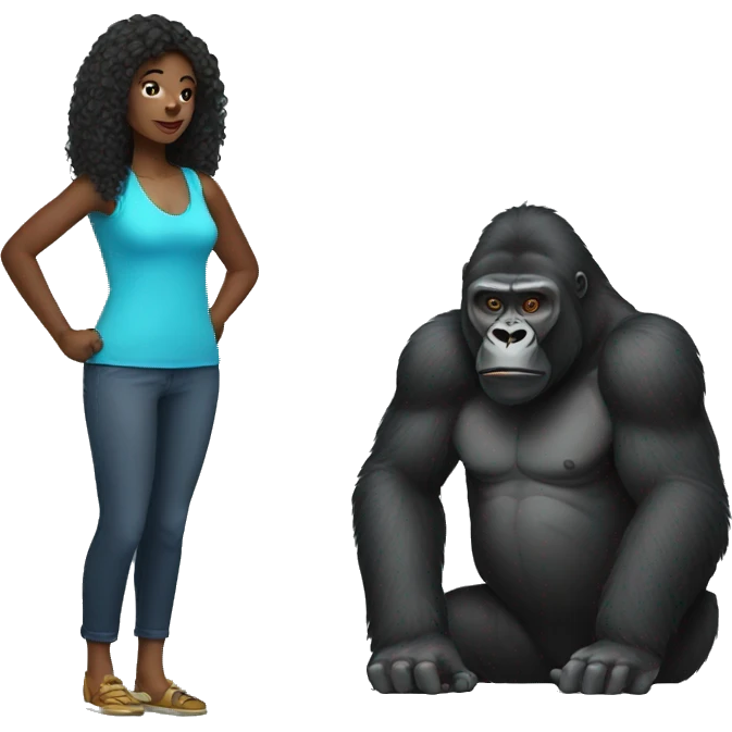 a woman and a gorilla emoji