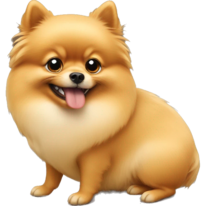 Pomeranian eating chicken emoji