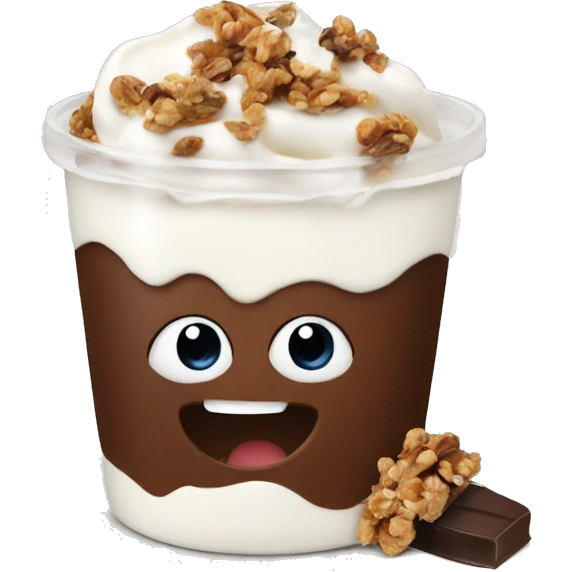 Yogurt with granola and chocolate emoji