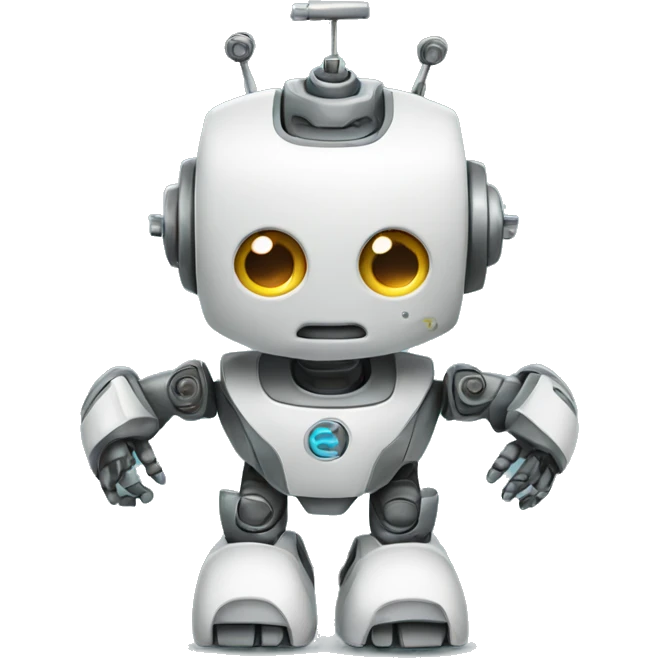 cute robot with a gear instead of n emoji