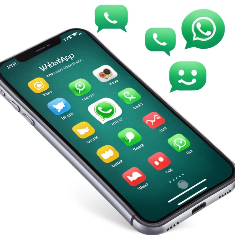 iPhone displaying WhatsApp screen with chat bubbles and a robot emoji as the contact emoji