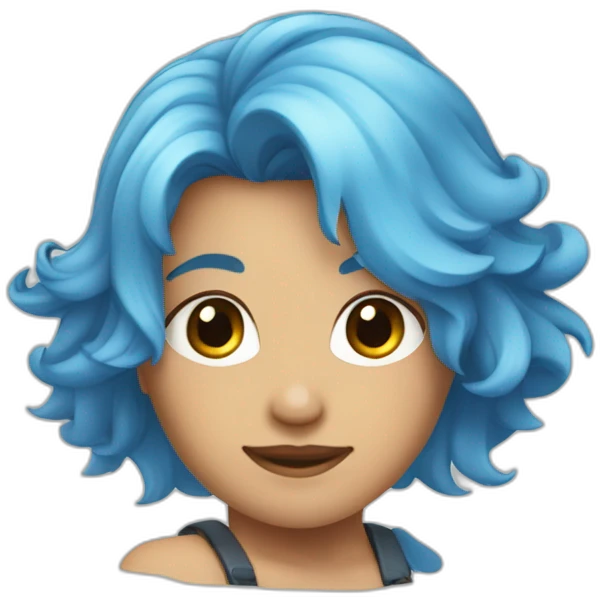 Un jeune avec les cheveux teinture bleu étoile. emoji