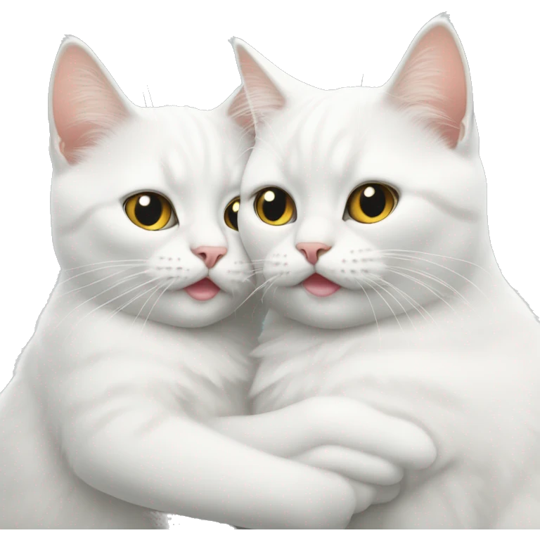 Two white British cats hugs  emoji