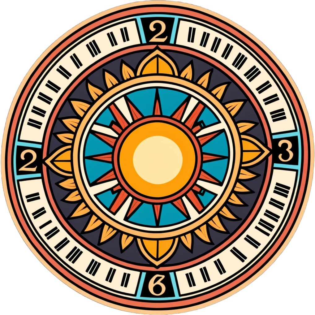 Toltec sun stone calendar with intricate designs emoji