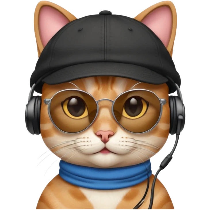 Cat sunglasses earphones cap  emoji