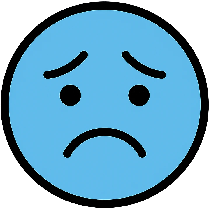 simple blue icon symbolizing sadness and melancholy emoji