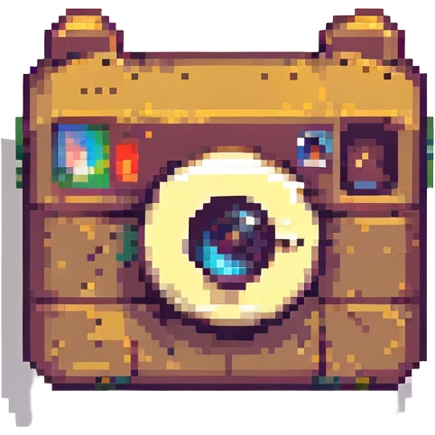 Instagram logo, pixel art style, retro look emoji