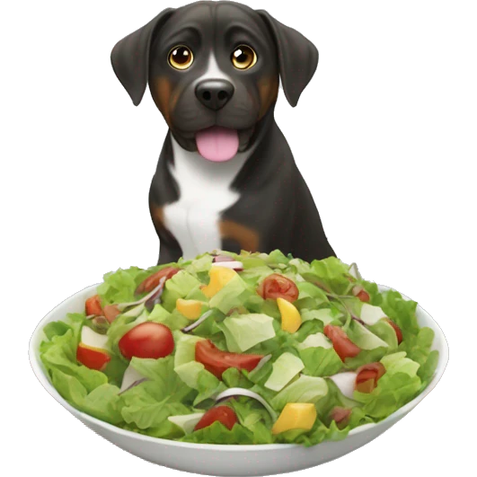 The salad executes the give me a paw command emoji
