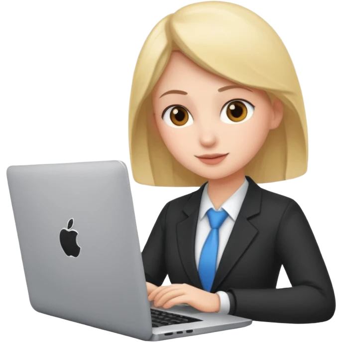 Corporate employee on a laptop learning training emoji
