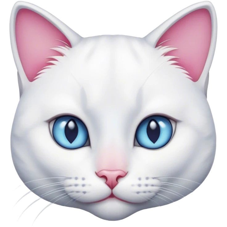 White female cat with grey features, pink nose and dark blue eyes emoji