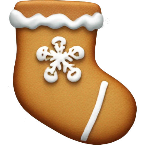 frosted gingerbread cookie shaped like a winter sock emoji