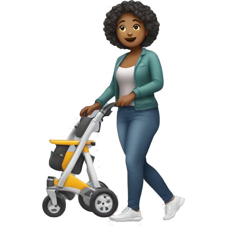 Young curvy woman with rollator emoji