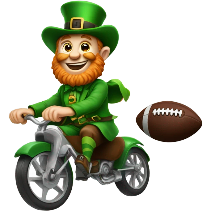 Leprechaun riding a football emoji