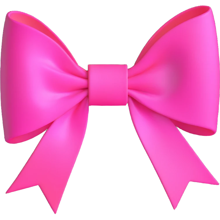 3D emoji style bow, neon pink, glowing effect emoji