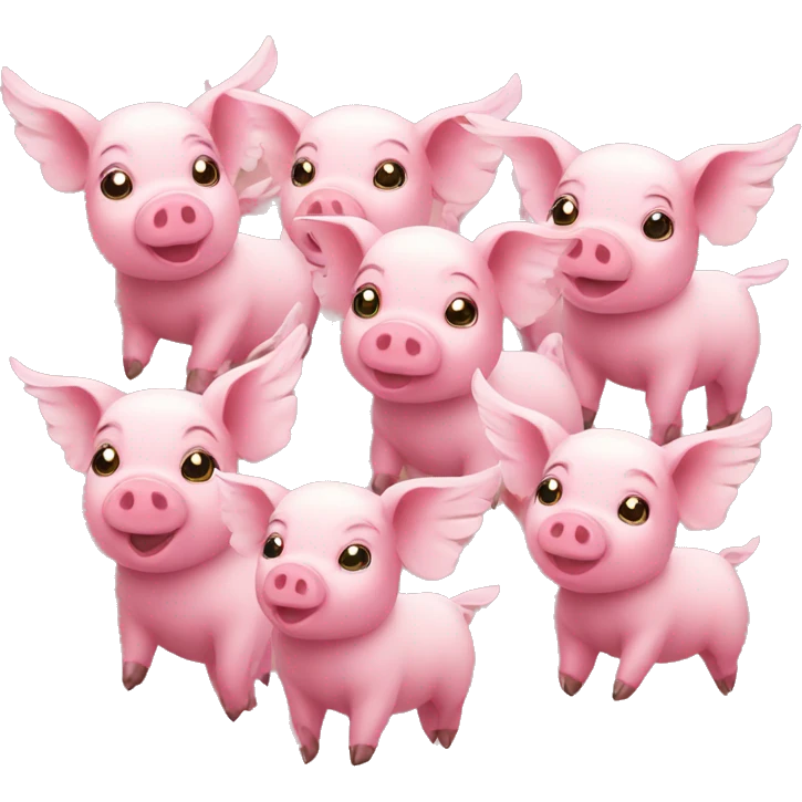 A group of flying piglets with wings emoji
