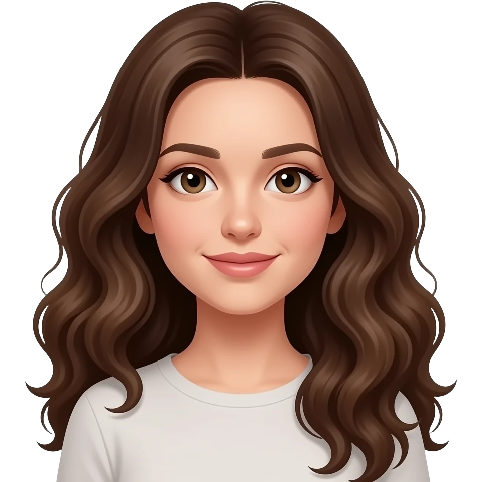brunette white woman with curly long hair emoji