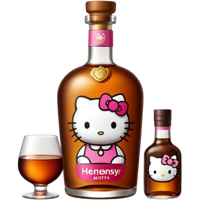 Hennessy bottle with hello kitty icon on the label emoji