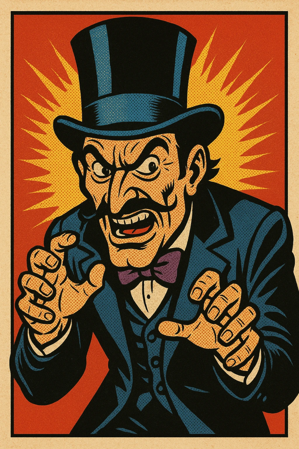 a classic villain with a top hat, old school comic book style emoji