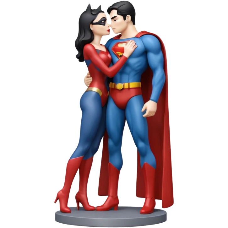 Isolated, ultra detailed illustration of the most incredibly realistic and sensual appearance, DC Hero Catwoman and superman kissing, full body view, center of image
figurine imaginable, toy style. emoji