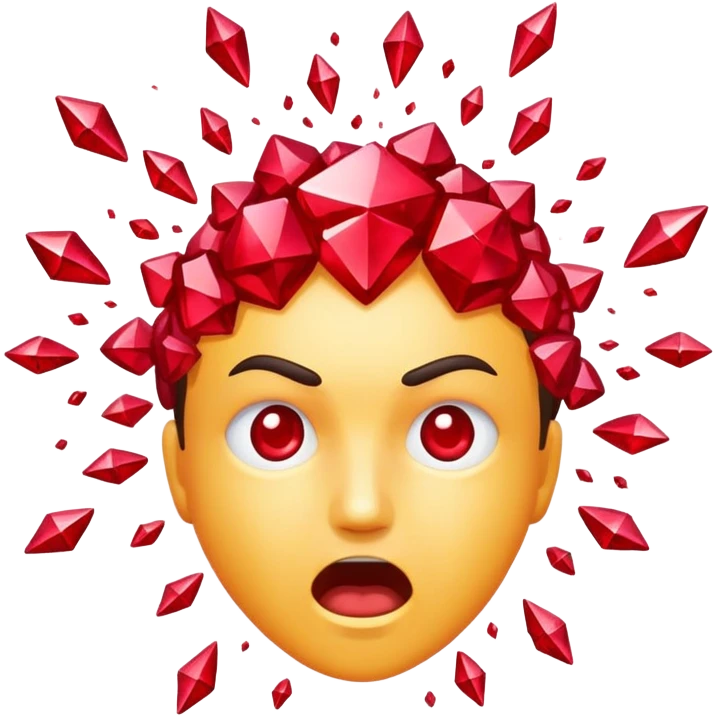 head exploding with rubies flying out emoji