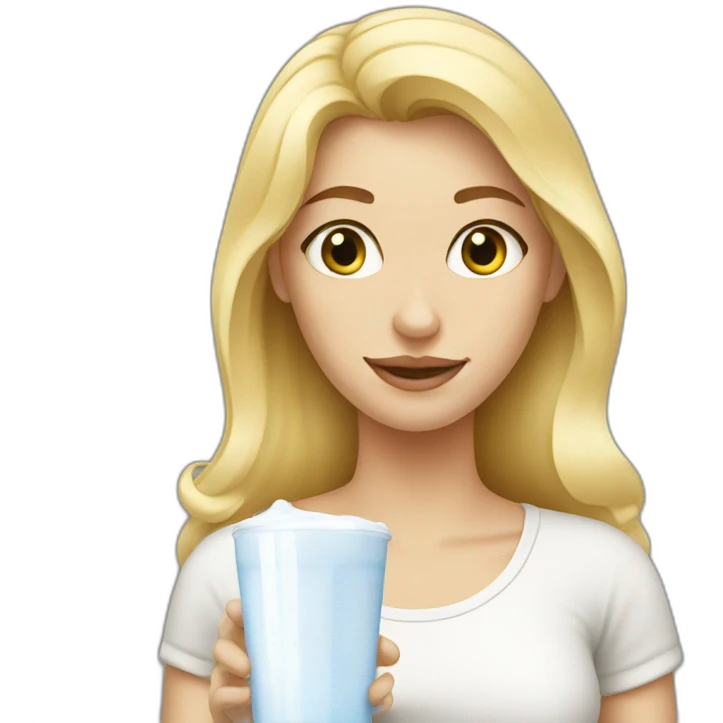 blonde woman with milk emoji