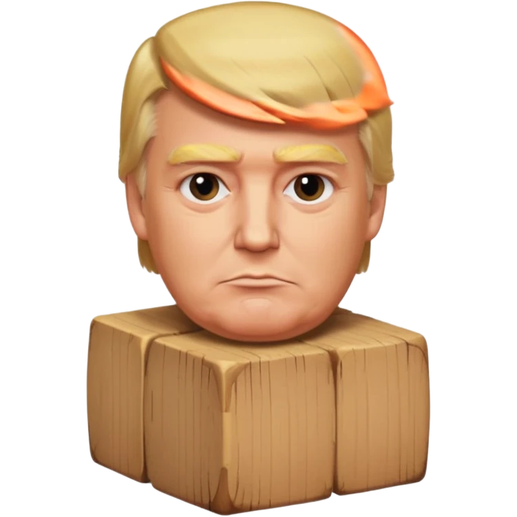 donald trump but his head is square, like a wooden block emoji