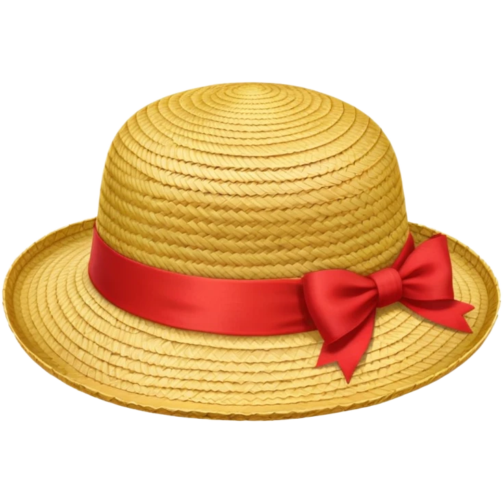 Luffy's iconic straw hat from One Piece, yellow straw hat with red ribbon band emoji