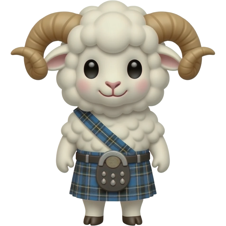 A cute ram in a scottish kilt emoji