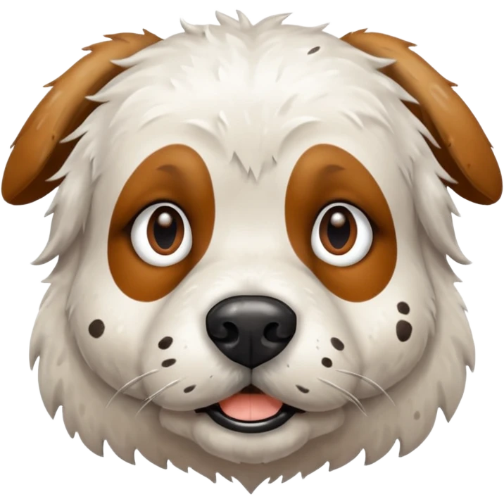 very dirty white dog face  emoji