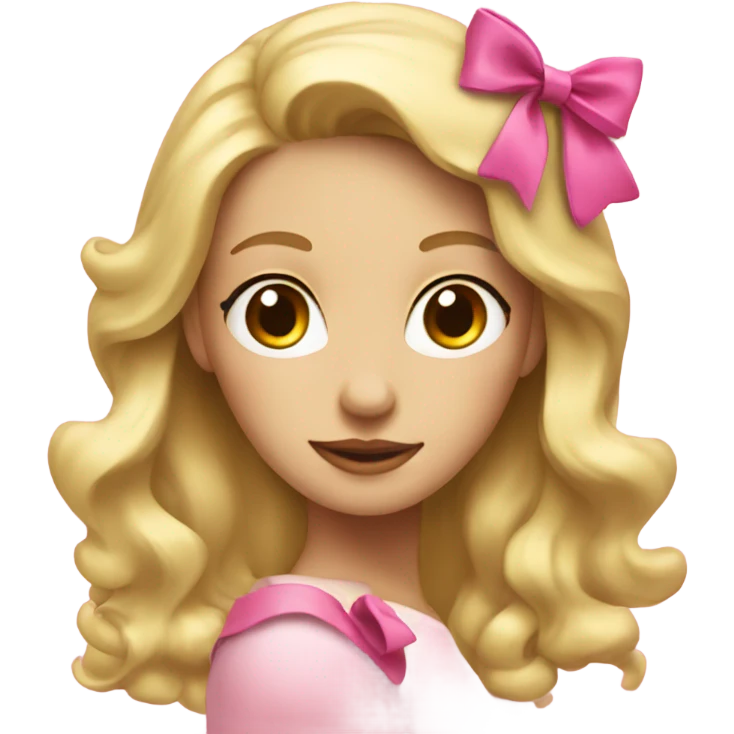 Blonde lady looking back with a pink bow emoji