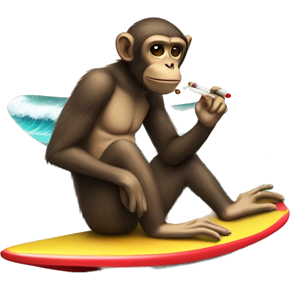 Monkey smoking on a surf bored  emoji