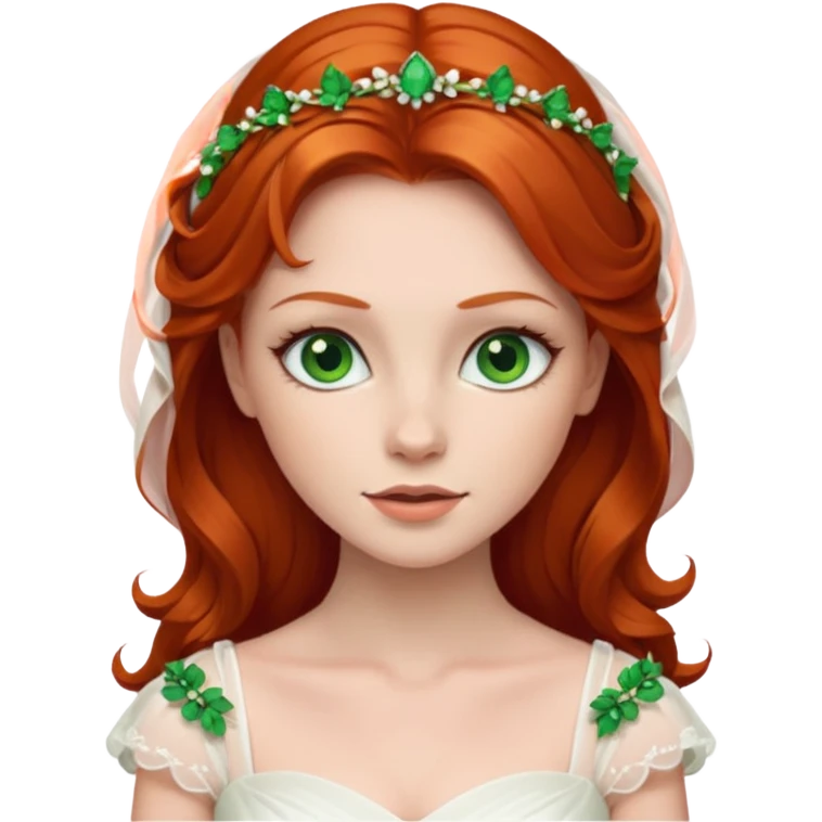 Redhead bride with green eyes emoji