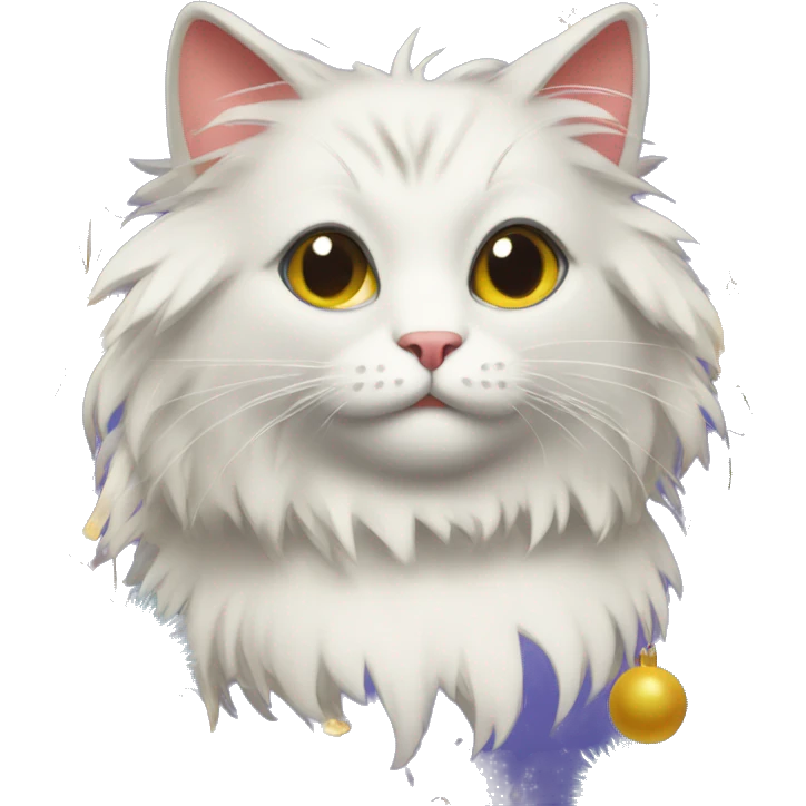 cat in New Year's tinsel emoji