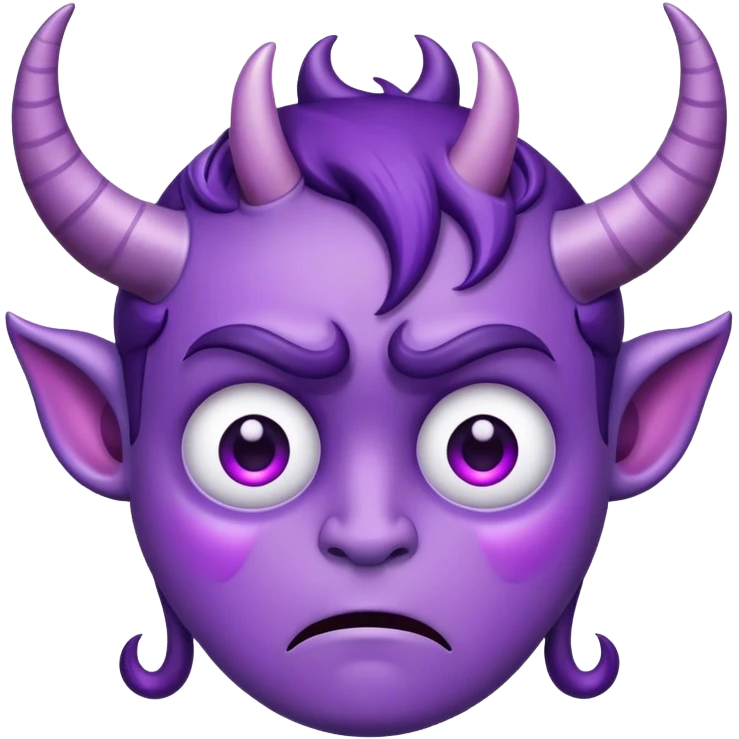 Purple face with horns with big teary eyes, furrowed eyebrows and small frown  emoji