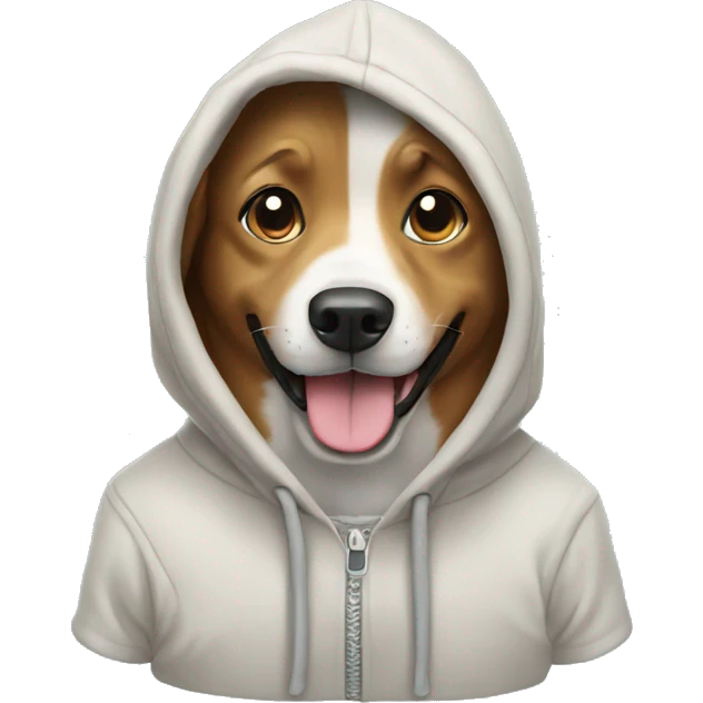 Happy dog wearing a hoodie emoji