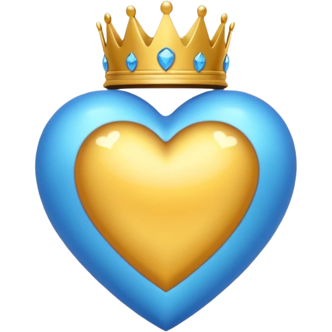 Un emoji de corazón azul con alas y una corona emoji