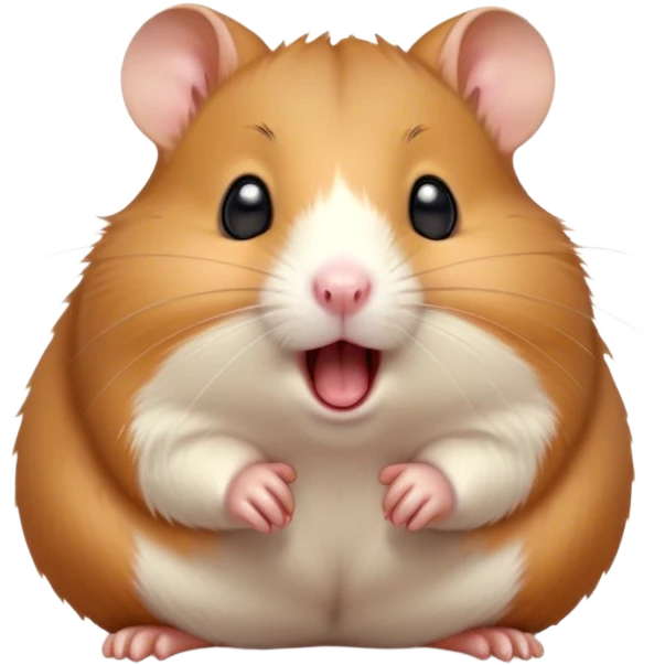 Cinematic Cute Yawning Brown Hamster Portrait Emoji, Head tilted slightly with a dramatic, wide-open yawn, showcasing a smooth, rich brown coat with tiny droopy ears, round dark eyes barely open in drowsy contentment, Simplified yet irresistibly adorable features, highly detailed, glowing with a soft, cozy glow, high shine, relaxed yet expressive, stylized with a touch of whimsy, bright and endearing, soft glowing outline, capturing the essence of a sleepy yet affectionate hamster, so drowsy it feels like it could stretch out of the screen and curl up for a nap! emoji