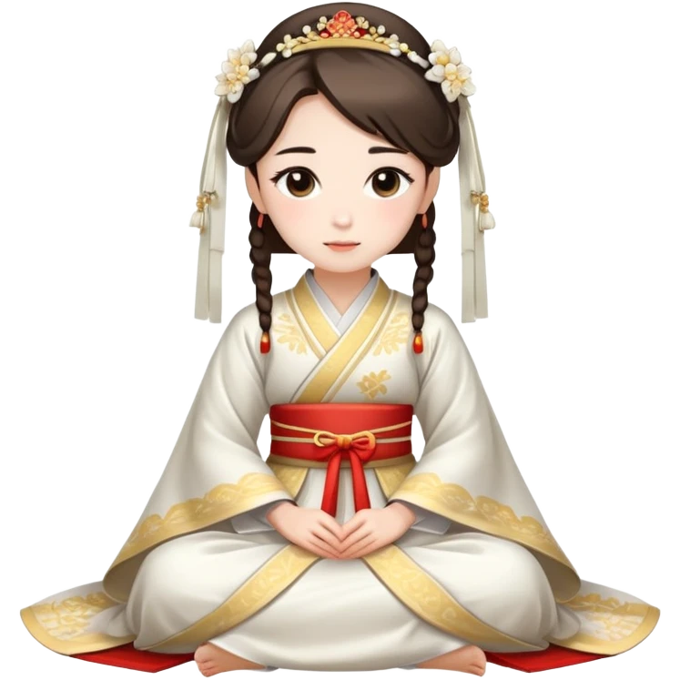 Beautiful girl wearing Hanfu wedding dress sitting emoji