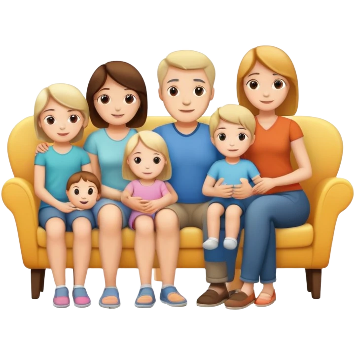 white family with parents and children sitting in a cool relaxed pose emoji