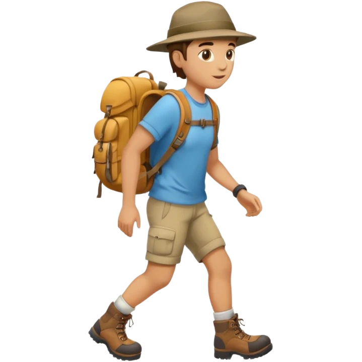 person hiking with backpack, outdoors, trekking emoji