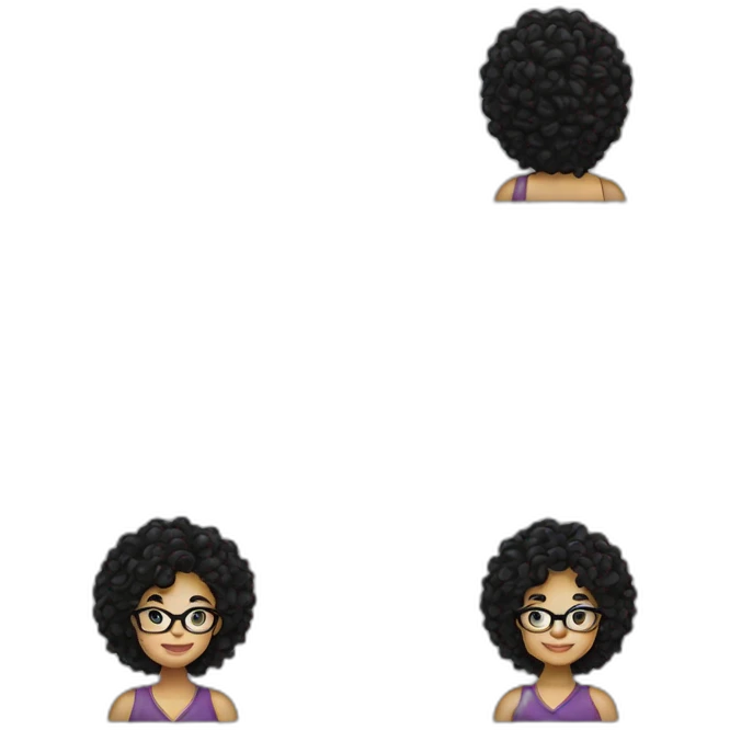white woman long curly black hair glasses emoji