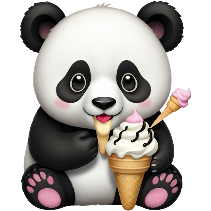 Panda eating ice cream emoji